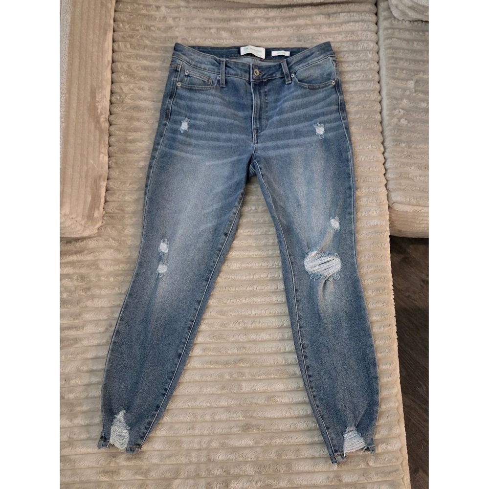 RE GENERATION Distressed Skinny Jeans Size 11 / 30 Medium Wash Ankle Fray Hem